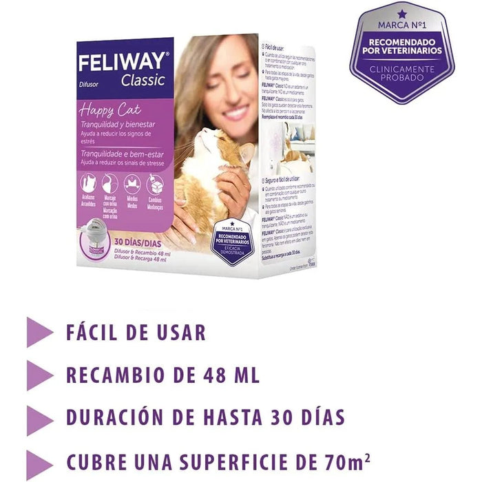 FELIWAY Classic - Antistress para gatos - marcação com urina, medos, mudanças no ambiente, arranhões verticais - difusor + substituição 48 ml - PetDoctors - Loja Online