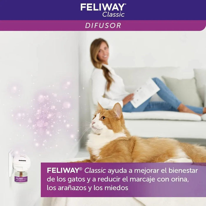 FELIWAY Classic - Antistress para gatos - marcação com urina, medos, mudanças no ambiente, arranhões verticais - difusor + substituição 48 ml - PetDoctors - Loja Online