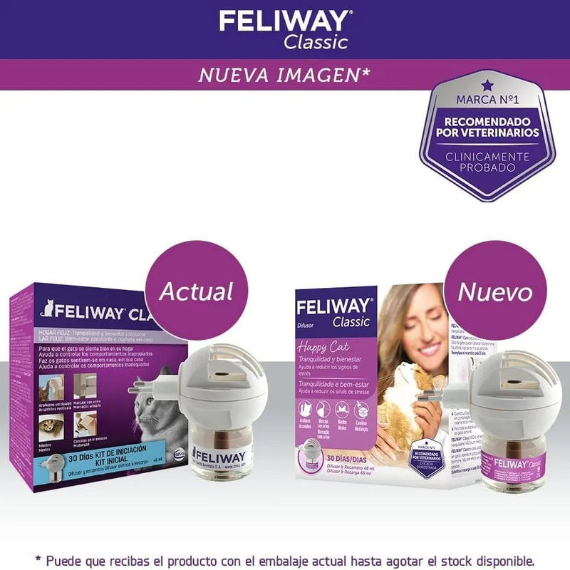 FELIWAY Classic - Antistress para gatos - marcação com urina, medos, mudanças no ambiente, arranhões verticais - difusor + substituição 48 ml - PetDoctors - Loja Online