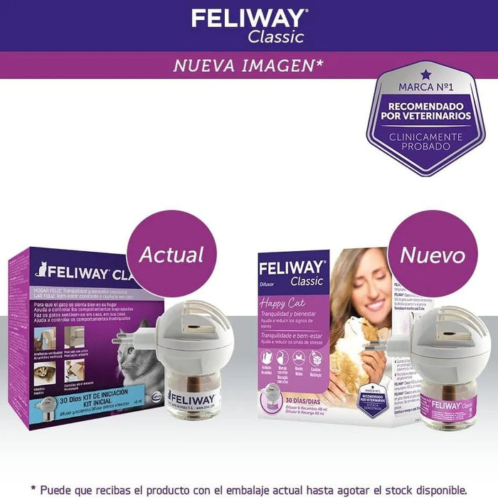 FELIWAY Classic - Antistress para gatos - marcação com urina, medos, mudanças no ambiente, arranhões verticais - difusor + substituição 48 ml - PetDoctors - Loja Online
