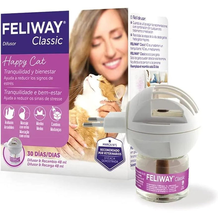 FELIWAY Classic - Antistress para gatos - marcação com urina, medos, mudanças no ambiente, arranhões verticais - difusor + substituição 48 ml - PetDoctors - Loja Online