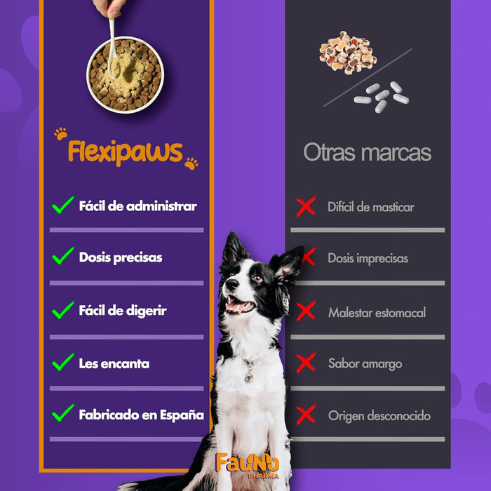 Flexipaws Condroprotetor para cães, glucosamina, condroitina, ômega - 3, MSM, mexilhão lábios verde, açafrão (articulações, anti - inflamatório, dôr, artrite) 200 gr - PetDoctors - Loja Online