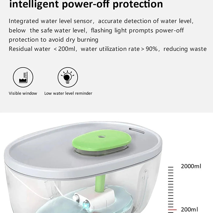 Fonte de água / Bebedouro de 2 litros, com indicador de luz LED e filtração de água - PetDoctors - Loja Online