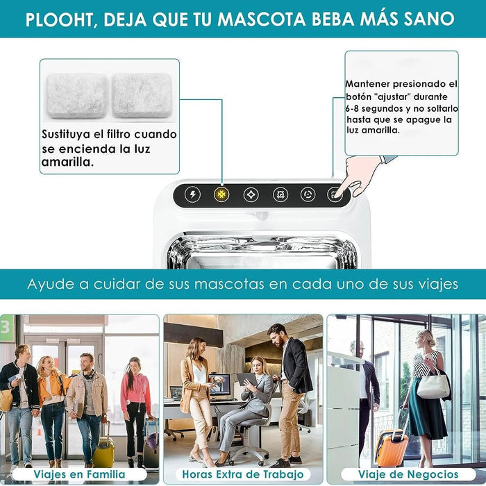 Fonte de água com sensor de movimento, para gatos e cães, 3,2 litros, bateria recarregável de 2600 mAh, bomba e filtro silenciosos (branca ou azul) - PetDoctors - Loja Online