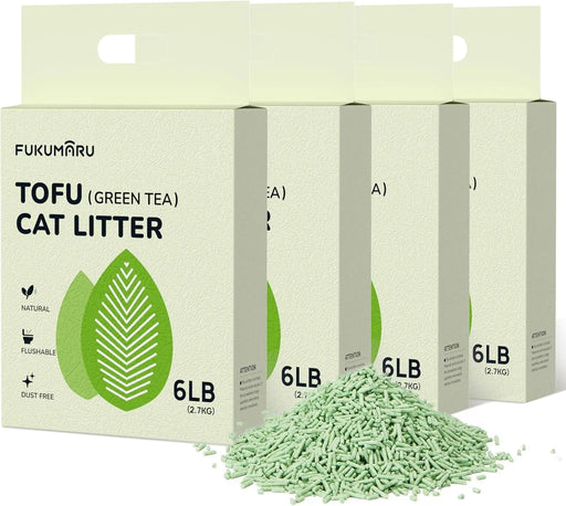 FUKUMARU Areia de tofu CHÁ VERDE para gatos - areia aglomerante para gatos, controlo de odores com aroma de chá verde, livre de pó e fácil de aglomerar, descartável em casa de banho - PetDoctors - Loja Online