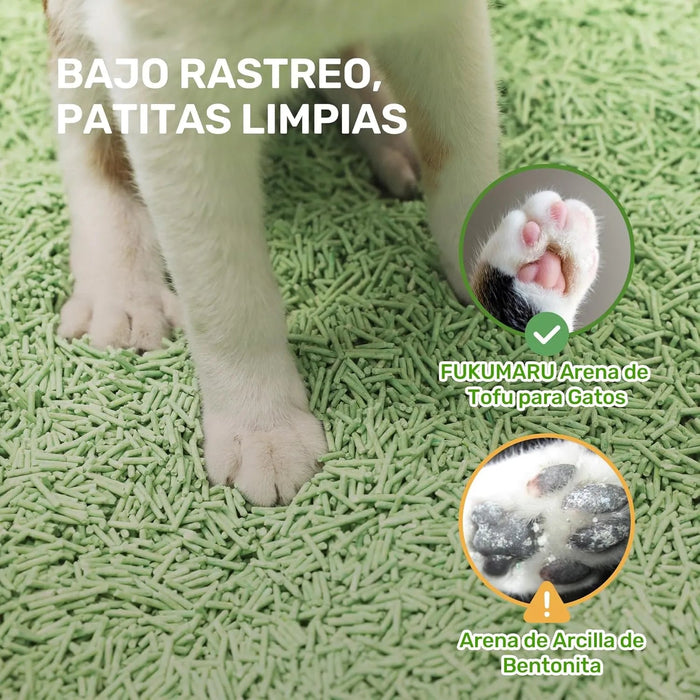 FUKUMARU Areia de tofu CHÁ VERDE para gatos - areia aglomerante para gatos, controlo de odores com aroma de chá verde, livre de pó e fácil de aglomerar, descartável em casa de banho - PetDoctors - Loja Online