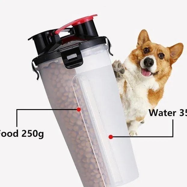 Garrafa Portátil Multifuncional para Água e Comida em Simultâneo (Bebedouro / Comedouro) - PetDoctors - Loja Online