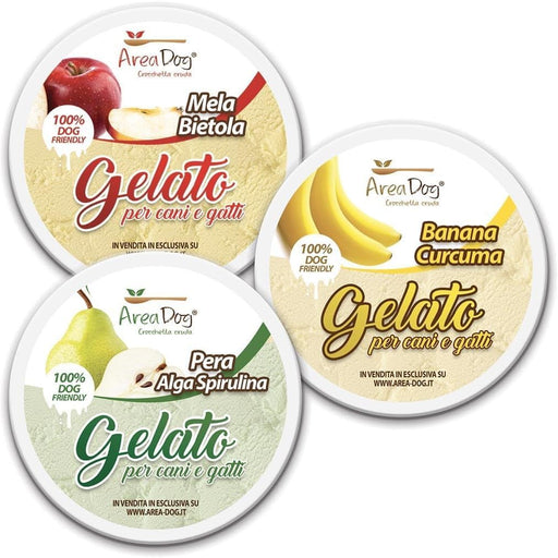 Gelado para cães e gatos - caixa 6 x 40 g - 3 sabores x 2: Banana e açafrão, maçã e acelga vermelha, pera e algas espirulina - 100% Pet Friendly - fresco e saboroso - Made in Italy - PetDoctors - Loja Online