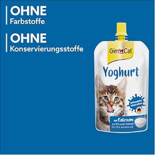 GimCat Iogurte, Snack para gatos, de leite gordo autêntico, com conteúdo reduzido de lactose e cálcio para ossos saudáveis, 1 bolsa (1 x 150 g) - PetDoctors - Loja Online