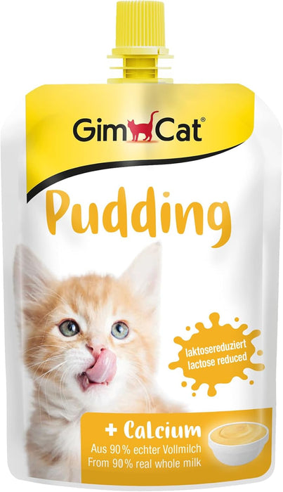 GimCat Pudding com cálcio - Snack para gatos de leite gordo autêntico com teor reduzido de lactose para ossos saudáveis, 1 bolsa (1 x 150 g) - PetDoctors - Loja Online