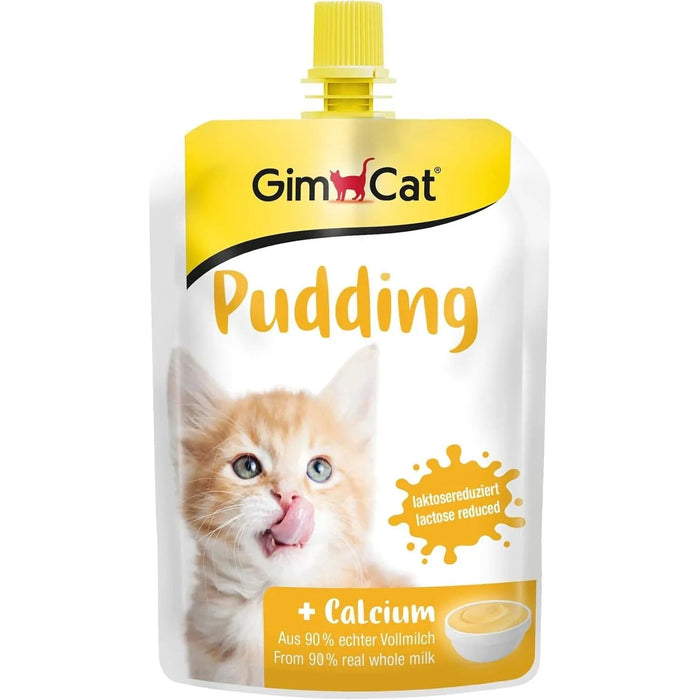 GimCat Pudding com cálcio - Snack para gatos de leite gordo autêntico com teor reduzido de lactose para ossos saudáveis, 1 bolsa (1 x 150 g) - PetDoctors - Loja Online