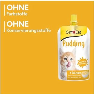 GimCat Pudding com cálcio - Snack para gatos de leite gordo autêntico com teor reduzido de lactose para ossos saudáveis, 1 bolsa (1 x 150 g) - PetDoctors - Loja Online