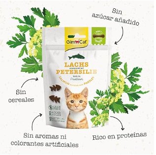 GimCat Soft Snacks salmão com salsa - Golosina macia para gatos, rica em proteínas e sem adição de açúcar, 1 saco (1 x 60 g) - PetDoctors - Loja Online