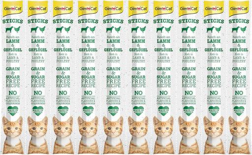GimCat Sticks cordeiro e aves - palitos suaves para mastigar com alto teor de carne e sem adição de açúcar - 1 multipack (10 sticks) - PetDoctors - Loja Online