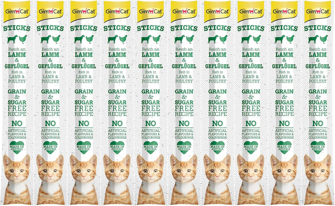 GimCat Sticks cordeiro e aves - palitos suaves para mastigar com alto teor de carne e sem adição de açúcar - 1 multipack (10 sticks) - PetDoctors - Loja Online