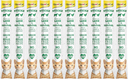 GimCat Sticks cordeiro e aves - palitos suaves para mastigar com alto teor de carne e sem adição de açúcar - 1 multipack (10 sticks) - PetDoctors - Loja Online