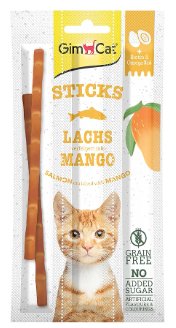 GimCat Superfood Duo - Sticks salmão e manga - lanche macio para mastigar com alto teor de carne e vitaminas - 24 embalagens (24 x 3 sticks = 72 sticks) - PetDoctors - Loja Online