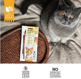 GimCat Superfood Duo - Sticks salmão e manga - lanche macio para mastigar com alto teor de carne e vitaminas - 24 embalagens (24 x 3 sticks = 72 sticks) - PetDoctors - Loja Online