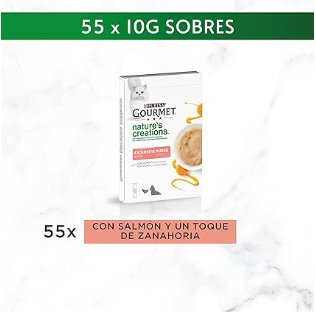 Gourmet Purina Nature's Creations Puree, Snack para Gatos, 11 pacotes de 5 envelopes 10 g = 55 refeições - PetDoctors - Loja Online