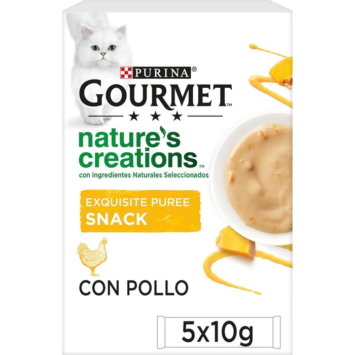 Gourmet Purina Nature's Creations Puree, Snack para Gatos, 11 pacotes de 5 envelopes 10 g = 55 refeições - PetDoctors - Loja Online