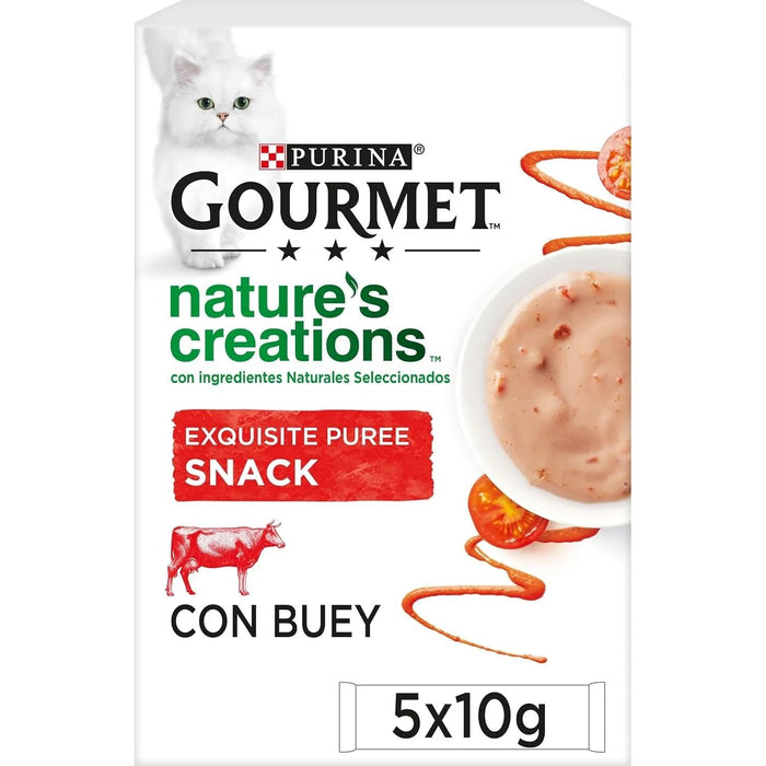 Gourmet Purina Nature's Creations Puree, Snack para Gatos, 11 pacotes de 5 envelopes 10 g = 55 refeições - PetDoctors - Loja Online