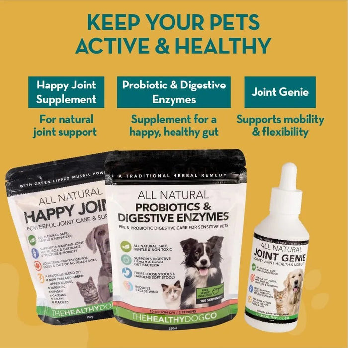 Happy Joint 100% Cuidado natural para cães e gatos - com açafrão e mexilhão de lábios verdes - melhor que os suplementos para articulações com glucosamina (160 Doses) - PetDoctors - Loja Online