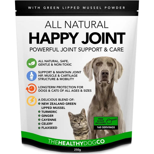 Happy Joint 100% Cuidado natural para cães e gatos - com açafrão e mexilhão de lábios verdes - melhor que os suplementos para articulações com glucosamina (160 Doses) - PetDoctors - Loja Online