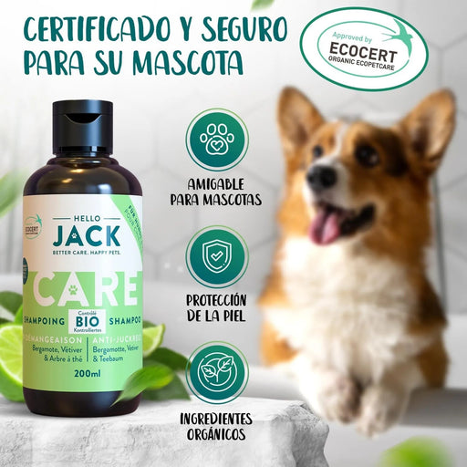 Hello Jack Champô para cão anti - comichão, natural - alívio rápido para pele sensível com óleo de árvore de chá - pelagem com brilho e suavidade - PetDoctors - Loja Online