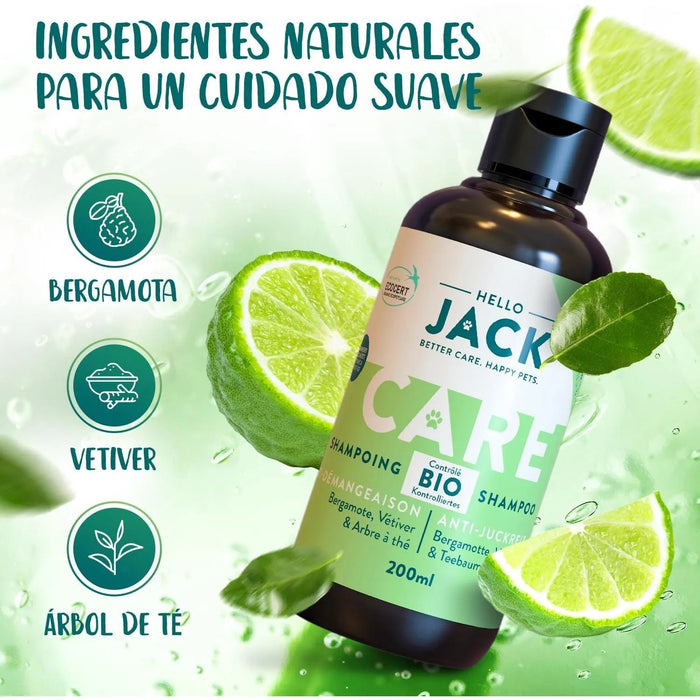 Hello Jack Champô para cão anti - comichão, natural - alívio rápido para pele sensível com óleo de árvore de chá - pelagem com brilho e suavidade - PetDoctors - Loja Online