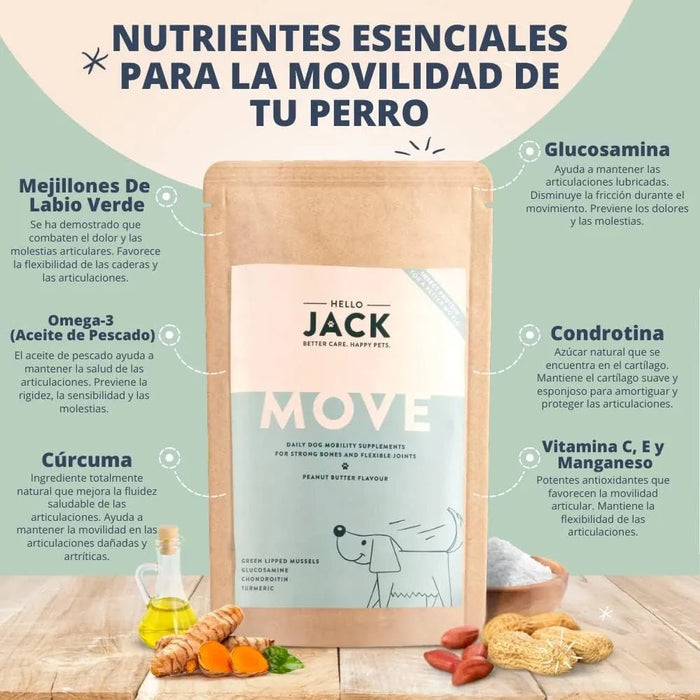 Hello Jack Suplemento para cão mobilidade / movimento (200 g) - para articulações e ossos para cães - condroprotetor cães com mexilhões de lábios verdes, glucosamina, condroitina, açafrão & ômega 3 - PetDoctors - Loja Online