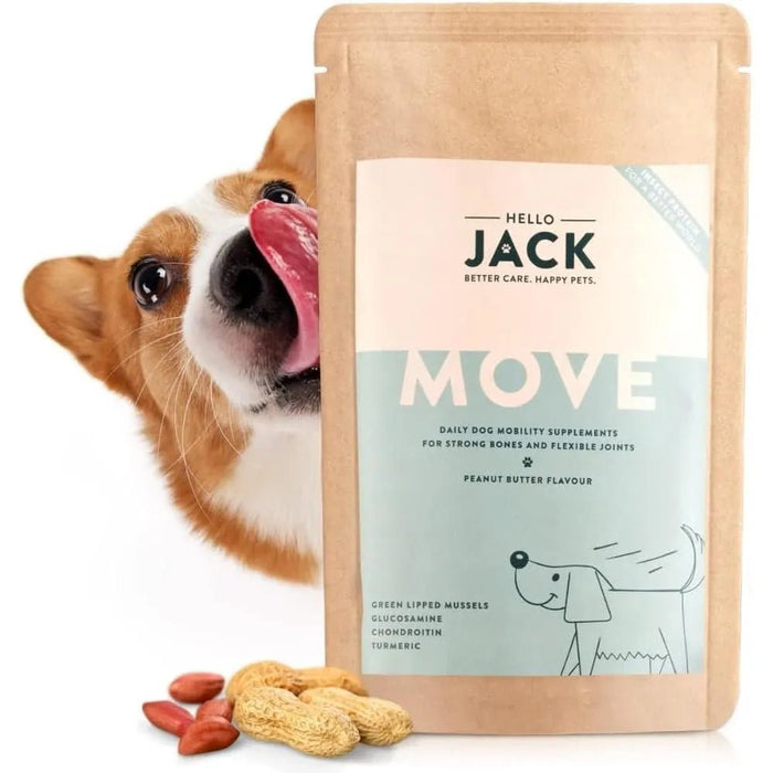 Hello Jack Suplemento para cão mobilidade / movimento (200 g) - para articulações e ossos para cães - condroprotetor cães com mexilhões de lábios verdes, glucosamina, condroitina, açafrão & ômega 3 - PetDoctors - Loja Online