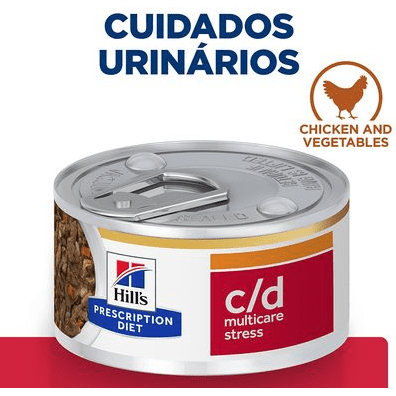 Hill's Prescription Diet c/d Urinary Stress ensopado com frango para gatos em lata com 82 gramas - PetDoctors - Loja Online