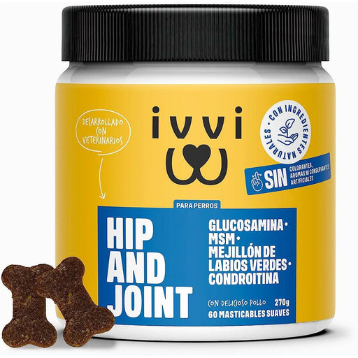 Hip and Joint - Anca e Articulações - Antiartrose - complemento alimentar para cães, altamente concentrado - MSM, mexilhão de lábios verde, glucosamina - 60 golosinas de frango, 270 g - PetDoctors - Loja Online
