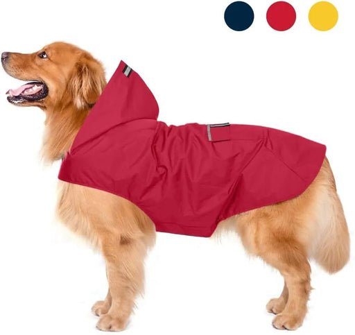 Impermeável para cães médios e grandes com capuz e gola, tiras refletoras de segurança, tecido ultraleve, respirável - PetDoctors - Loja Online