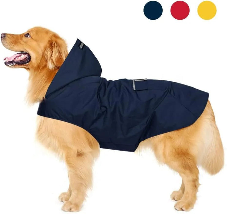 Impermeável para cães médios e grandes com capuz e gola, tiras refletoras de segurança, tecido ultraleve, respirável - PetDoctors - Loja Online
