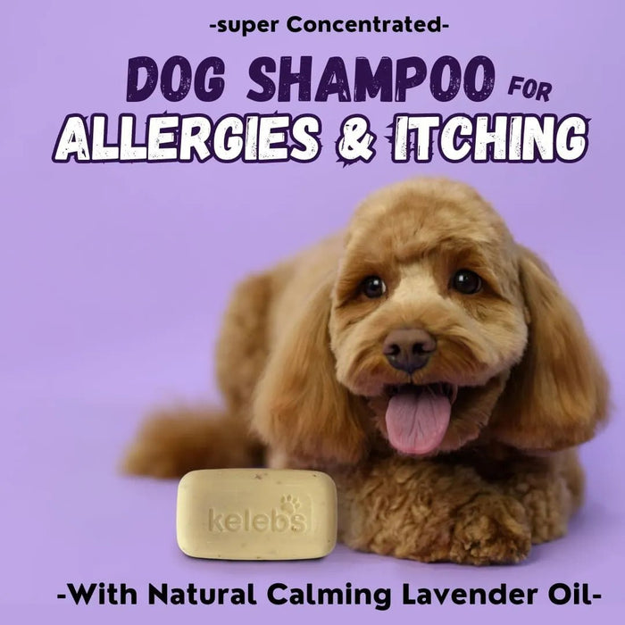 Kelebs Anticomichão | champô sólido para cães, para pele sensível e dermatite | anti - comichão com óleo de lavanda calmante, conjunto de 3 barras, sabão natural BIO e vegano - PetDoctors - Loja Online