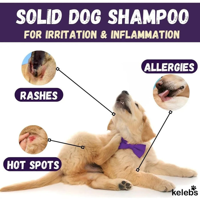 Kelebs Anticomichão | champô sólido para cães, para pele sensível e dermatite | anti - comichão com óleo de lavanda calmante, conjunto de 3 barras, sabão natural BIO e vegano - PetDoctors - Loja Online