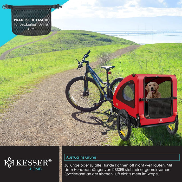 KESSER® reboque para bicicleta 2 em 1, para cães, grande aprox. 250 l de volume. Incl. Bandeira e saco, lona Oxford 600D, carga máxima: 45 kg - PetDoctors - Loja Online