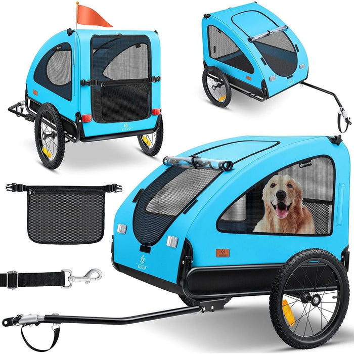 KESSER® reboque para bicicleta 2 em 1, para cães, grande aprox. 250 l de volume. Incl. Bandeira e saco, lona Oxford 600D, carga máxima: 45 kg - PetDoctors - Loja Online