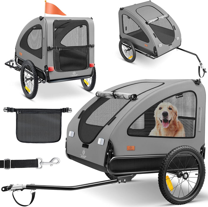 KESSER® reboque para bicicleta 2 em 1, para cães, grande aprox. 250 l de volume. Incl. Bandeira e saco, lona Oxford 600D, carga máxima: 45 kg - PetDoctors - Loja Online