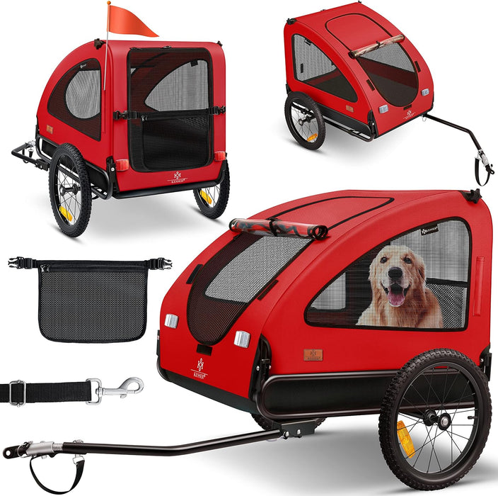 KESSER® reboque para bicicleta 2 em 1, para cães, grande aprox. 250 l de volume. Incl. Bandeira e saco, lona Oxford 600D, carga máxima: 45 kg - PetDoctors - Loja Online