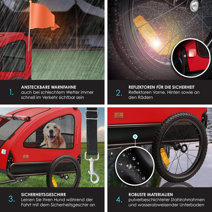KESSER® reboque para bicicleta 2 em 1, para cães, grande aprox. 250 l de volume. Incl. Bandeira e saco, lona Oxford 600D, carga máxima: 45 kg - PetDoctors - Loja Online