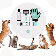 Kit 5 em 1 de limpeza para Cães e Gatos, com Champô, Luva, Escova de dupla face, Lima e Corta - unhas - PetDoctors - Loja Online
