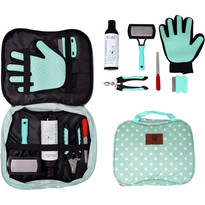 Kit 5 em 1 de limpeza para Cães e Gatos, com Champô, Luva, Escova de dupla face, Lima e Corta - unhas - PetDoctors - Loja Online