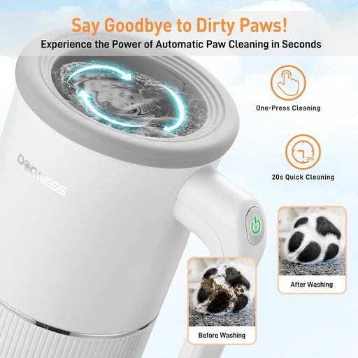 Limpa patas automático para cão com silicone macio e carregamento rápido USB (Branco) - PetDoctors - Loja Online