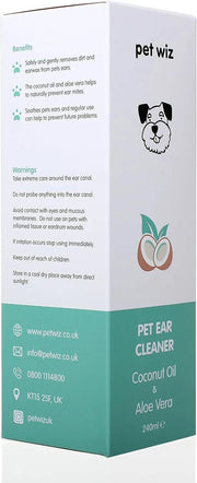 Limpador de orelhas para cães e gatos, óleo de côco e aloé vera (240 ml) - PetDoctors - Loja Online