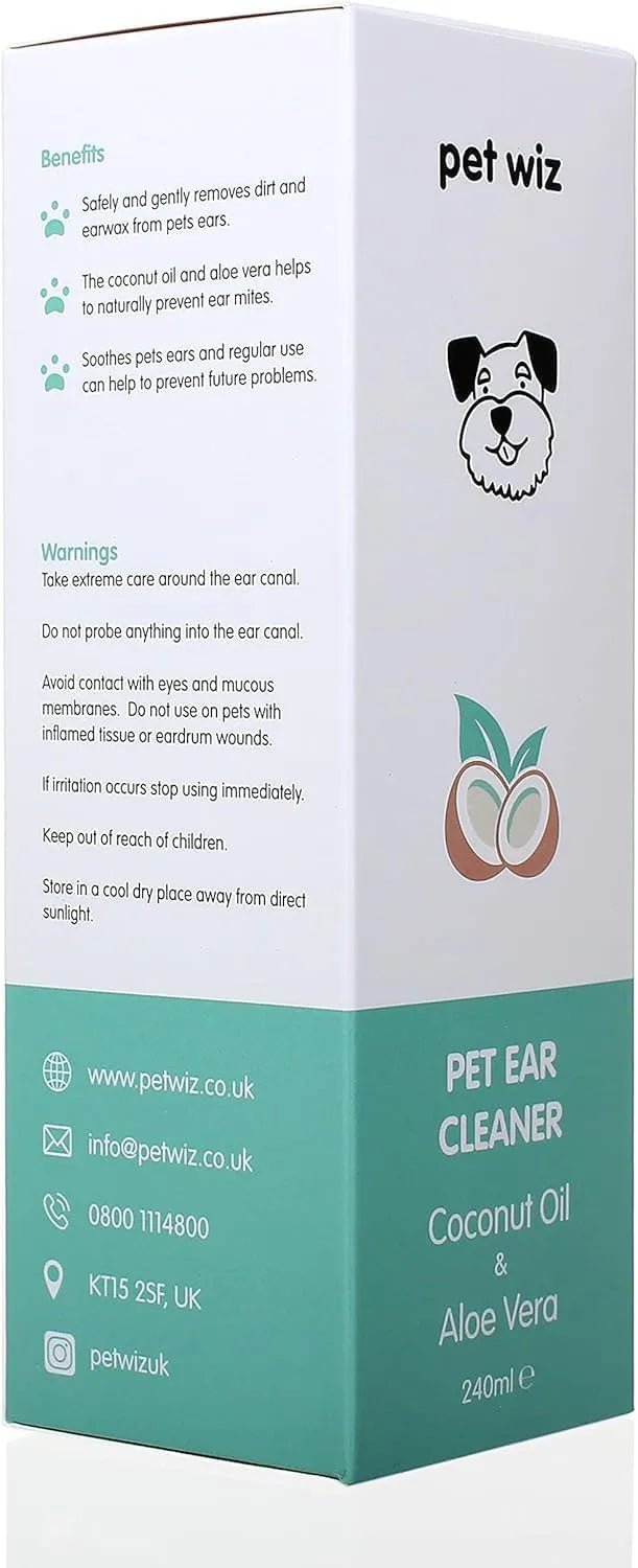 Limpador de orelhas para cães e gatos, óleo de côco e aloé vera (240 ml) - PetDoctors - Loja Online