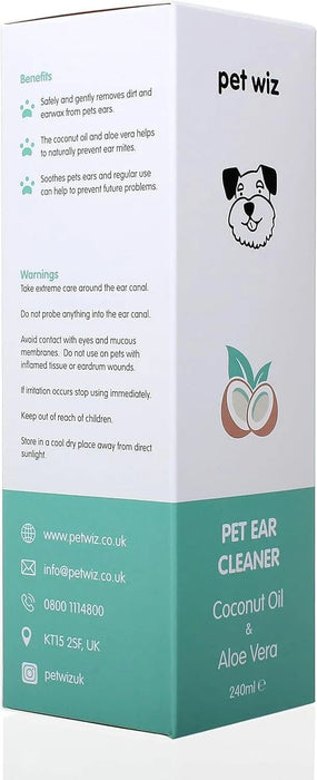 Limpador de orelhas para cães e gatos, óleo de côco e aloé vera (240 ml) - PetDoctors - Loja Online