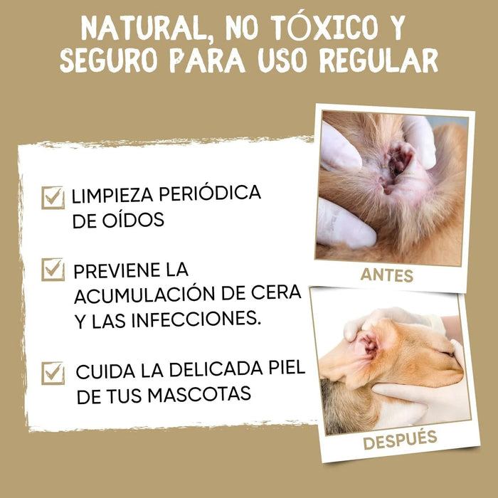 Limpador de ouvidos para cães e gatos (250 ml em gotas) - natural, com aloé vera e lavanda, sem álcool - PetDoctors - Loja Online