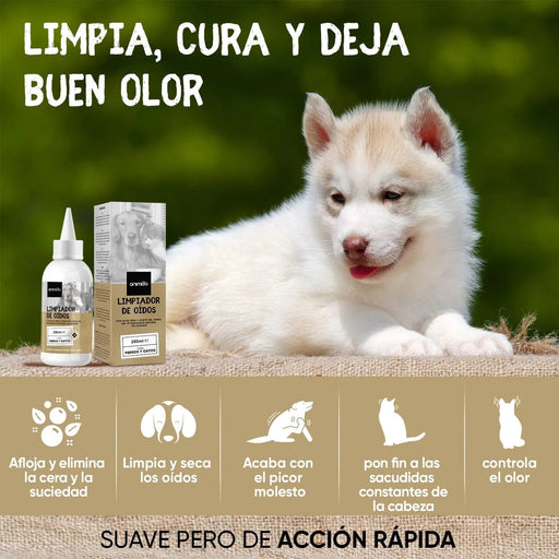 Limpador de ouvidos para cães e gatos (250 ml em gotas) - natural, com aloé vera e lavanda, sem álcool - PetDoctors - Loja Online